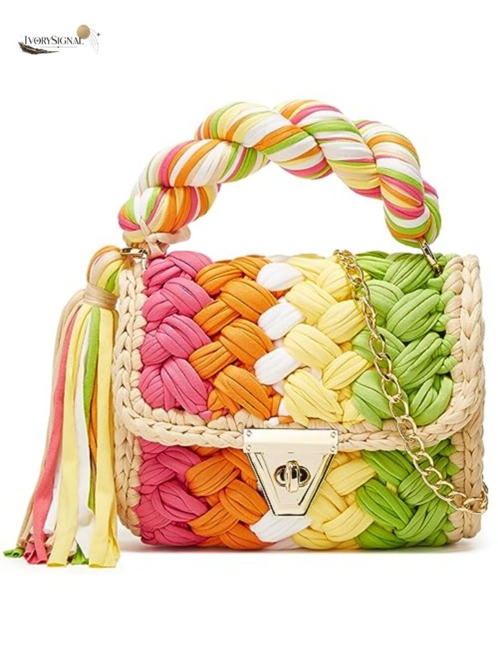 Handwoven Knit Crochet Tote Purse for Women